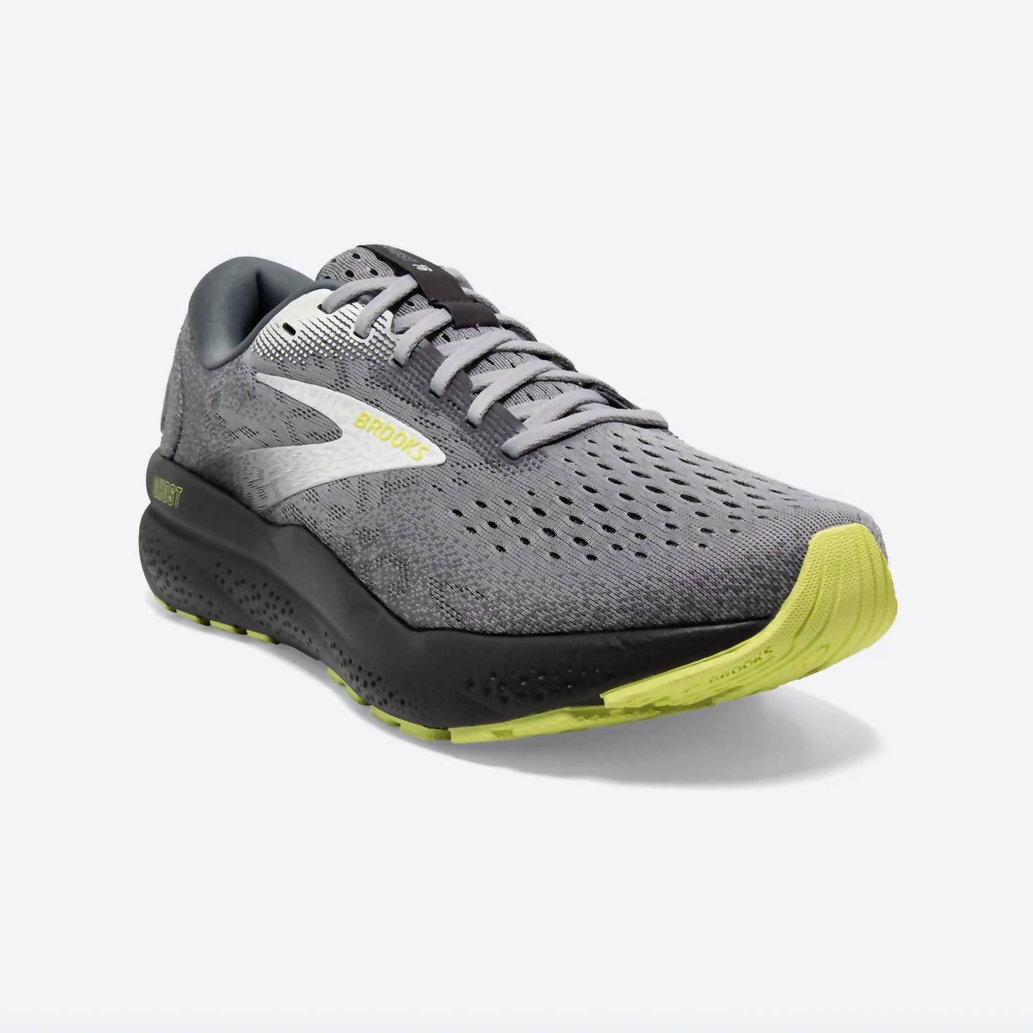 как выглядит Brooks Mens Ghost 16 Running Shoes Primer/grey/lime фото